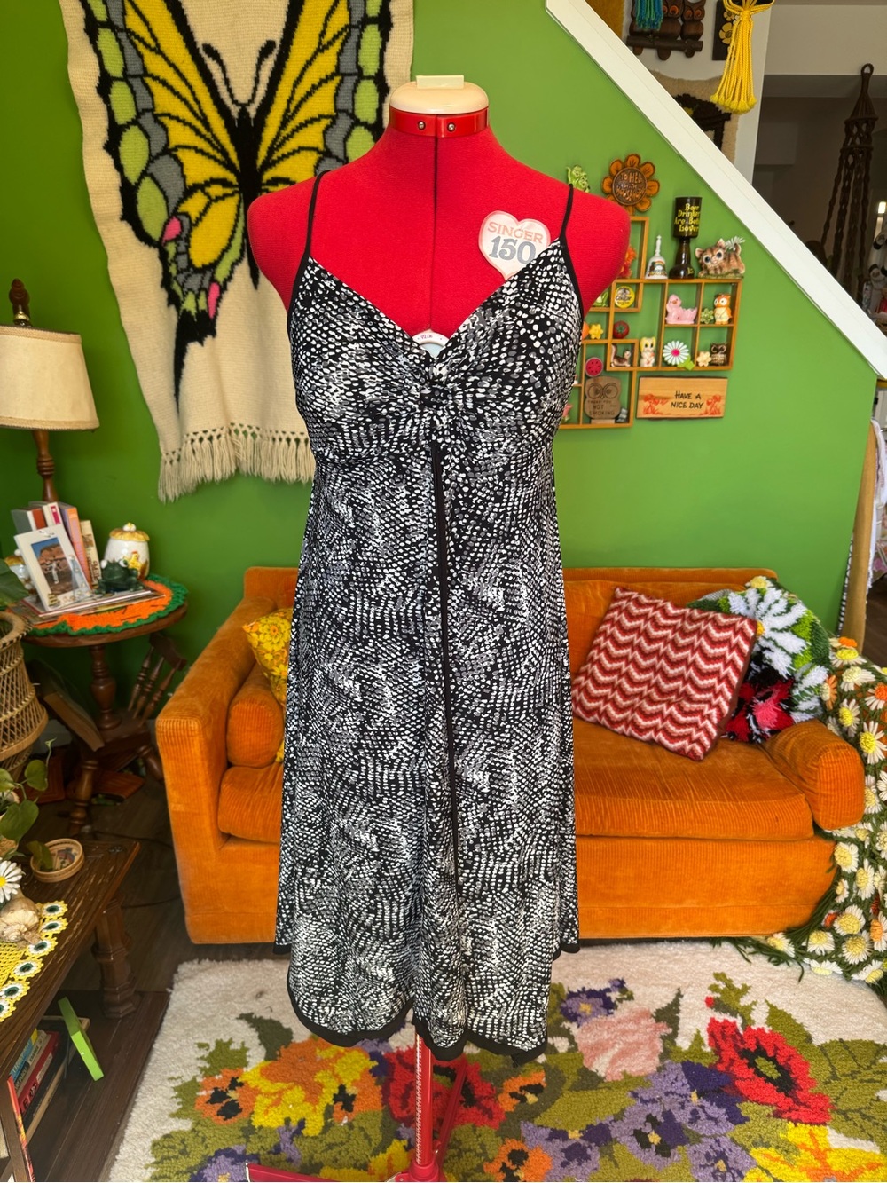 Black & White Patterned Slip Dress